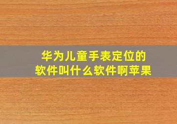 华为儿童手表定位的软件叫什么软件啊苹果