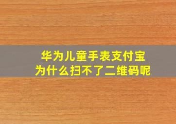 华为儿童手表支付宝为什么扫不了二维码呢