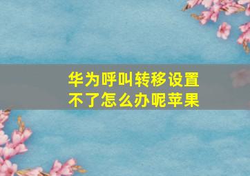 华为呼叫转移设置不了怎么办呢苹果