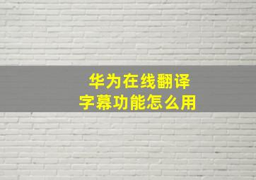 华为在线翻译字幕功能怎么用