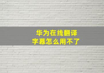 华为在线翻译字幕怎么用不了