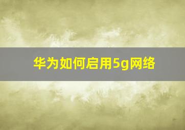 华为如何启用5g网络