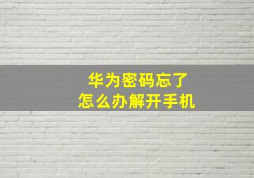 华为密码忘了怎么办解开手机