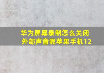 华为屏幕录制怎么关闭外部声音呢苹果手机12