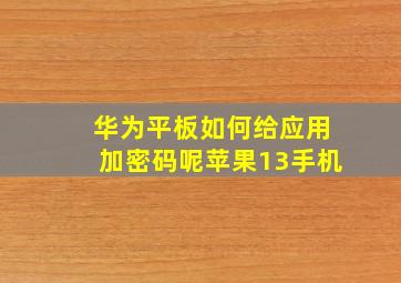 华为平板如何给应用加密码呢苹果13手机