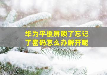 华为平板屏锁了忘记了密码怎么办解开呢