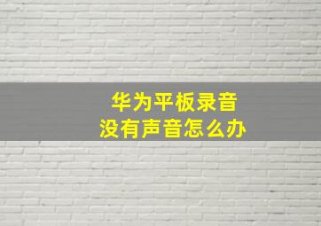 华为平板录音没有声音怎么办