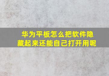 华为平板怎么把软件隐藏起来还能自己打开用呢