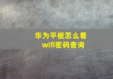 华为平板怎么看wifi密码查询