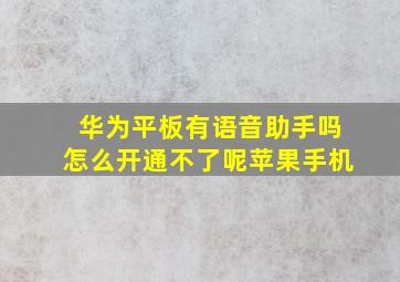 华为平板有语音助手吗怎么开通不了呢苹果手机