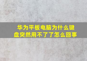 华为平板电脑为什么键盘突然用不了了怎么回事