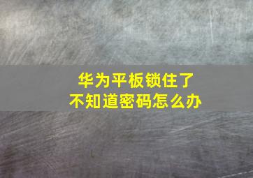 华为平板锁住了不知道密码怎么办