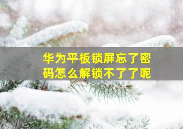 华为平板锁屏忘了密码怎么解锁不了了呢