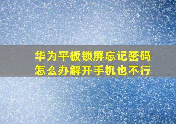 华为平板锁屏忘记密码怎么办解开手机也不行