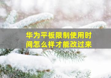 华为平板限制使用时间怎么样才能改过来