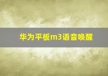 华为平板m3语音唤醒