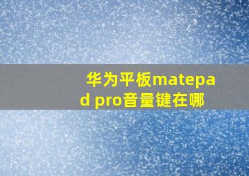 华为平板matepad pro音量键在哪