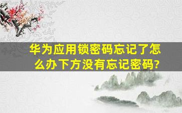 华为应用锁密码忘记了怎么办下方没有忘记密码?