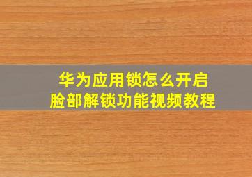 华为应用锁怎么开启脸部解锁功能视频教程