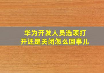 华为开发人员选项打开还是关闭怎么回事儿