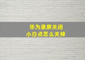 华为录屏关闭小白点怎么关掉