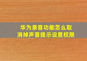 华为录音功能怎么取消掉声音提示设置权限