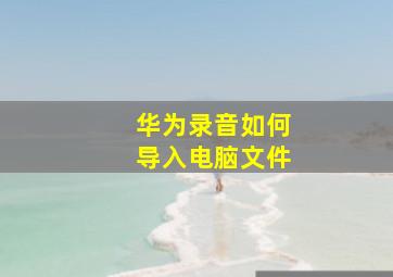 华为录音如何导入电脑文件