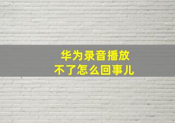 华为录音播放不了怎么回事儿