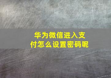 华为微信进入支付怎么设置密码呢