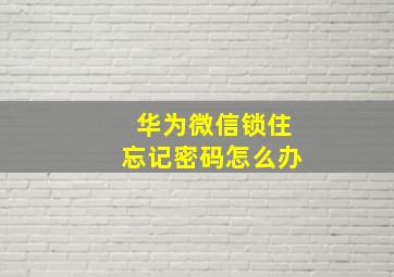 华为微信锁住忘记密码怎么办