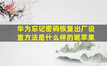 华为忘记密码恢复出厂设置方法是什么样的呢苹果