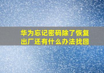 华为忘记密码除了恢复出厂还有什么办法找回