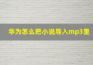 华为怎么把小说导入mp3里