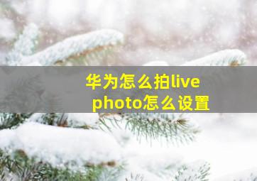 华为怎么拍livephoto怎么设置