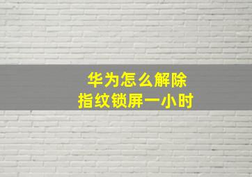 华为怎么解除指纹锁屏一小时