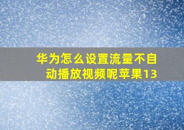 华为怎么设置流量不自动播放视频呢苹果13