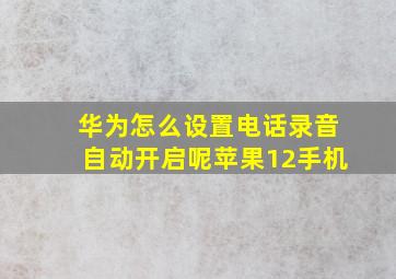 华为怎么设置电话录音自动开启呢苹果12手机