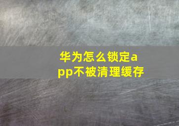 华为怎么锁定app不被清理缓存