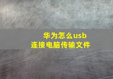 华为怎么usb连接电脑传输文件