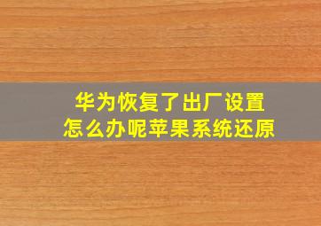 华为恢复了出厂设置怎么办呢苹果系统还原