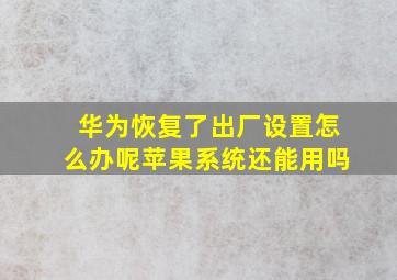 华为恢复了出厂设置怎么办呢苹果系统还能用吗