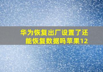 华为恢复出厂设置了还能恢复数据吗苹果12