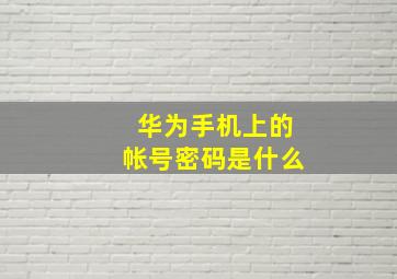 华为手机上的帐号密码是什么