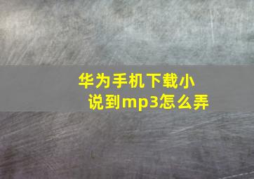 华为手机下载小说到mp3怎么弄