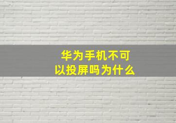 华为手机不可以投屏吗为什么