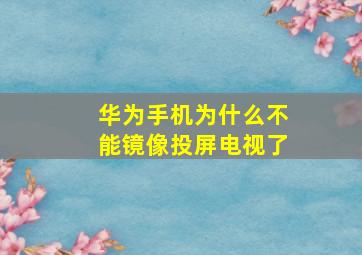 华为手机为什么不能镜像投屏电视了