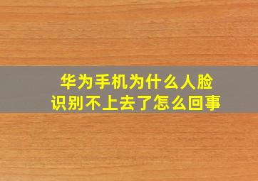 华为手机为什么人脸识别不上去了怎么回事