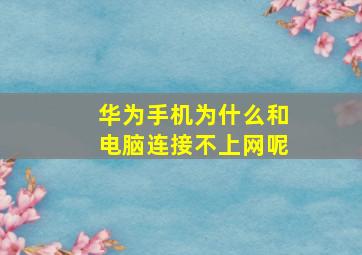 华为手机为什么和电脑连接不上网呢