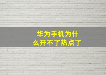 华为手机为什么开不了热点了