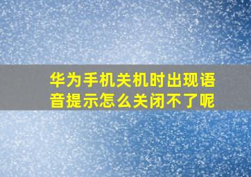 华为手机关机时出现语音提示怎么关闭不了呢